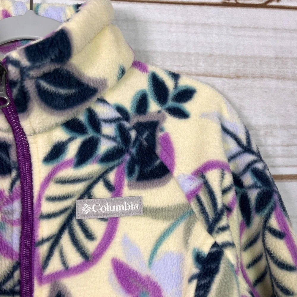 Columbia Kids Benton Springs Fleece Jacket Floral Leaf Print Full Zip
